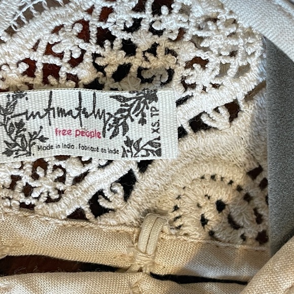 Free People Blue Paisley Lace Halter Mini Dress Boho Coastal Grandma Resort XS - Picture 7 of 10